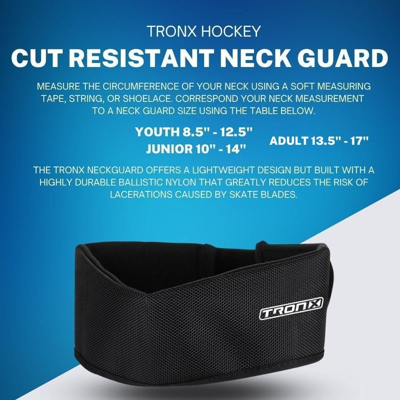 TronX Hockey Cut Protective Neckguard Senior Adult Junior Youth Mite Kids - Neck Guard to Protect from Laceration, Cut Resistant - Image 2